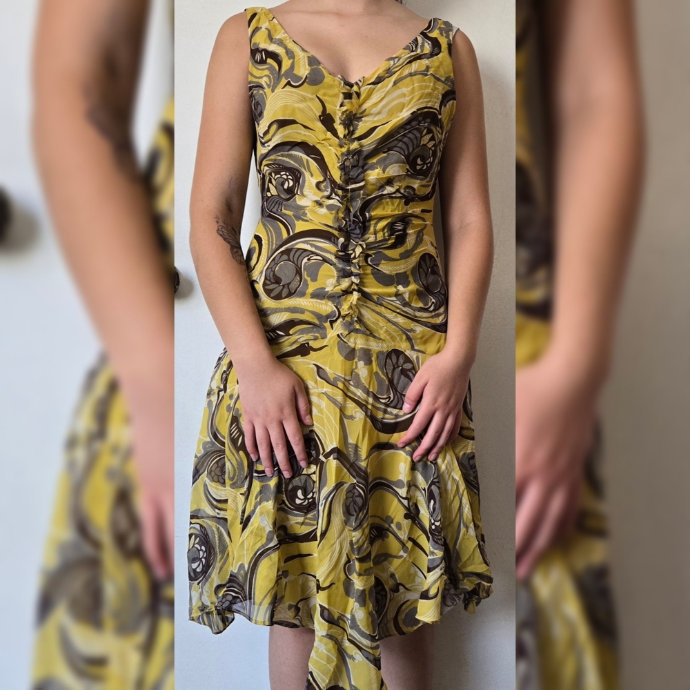 BCBGMaxAzria Abstract Swirl Silk Dress Sz 6